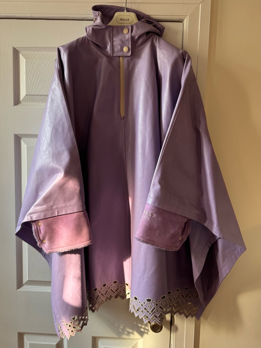 Bally Leather Embroidered Cape
